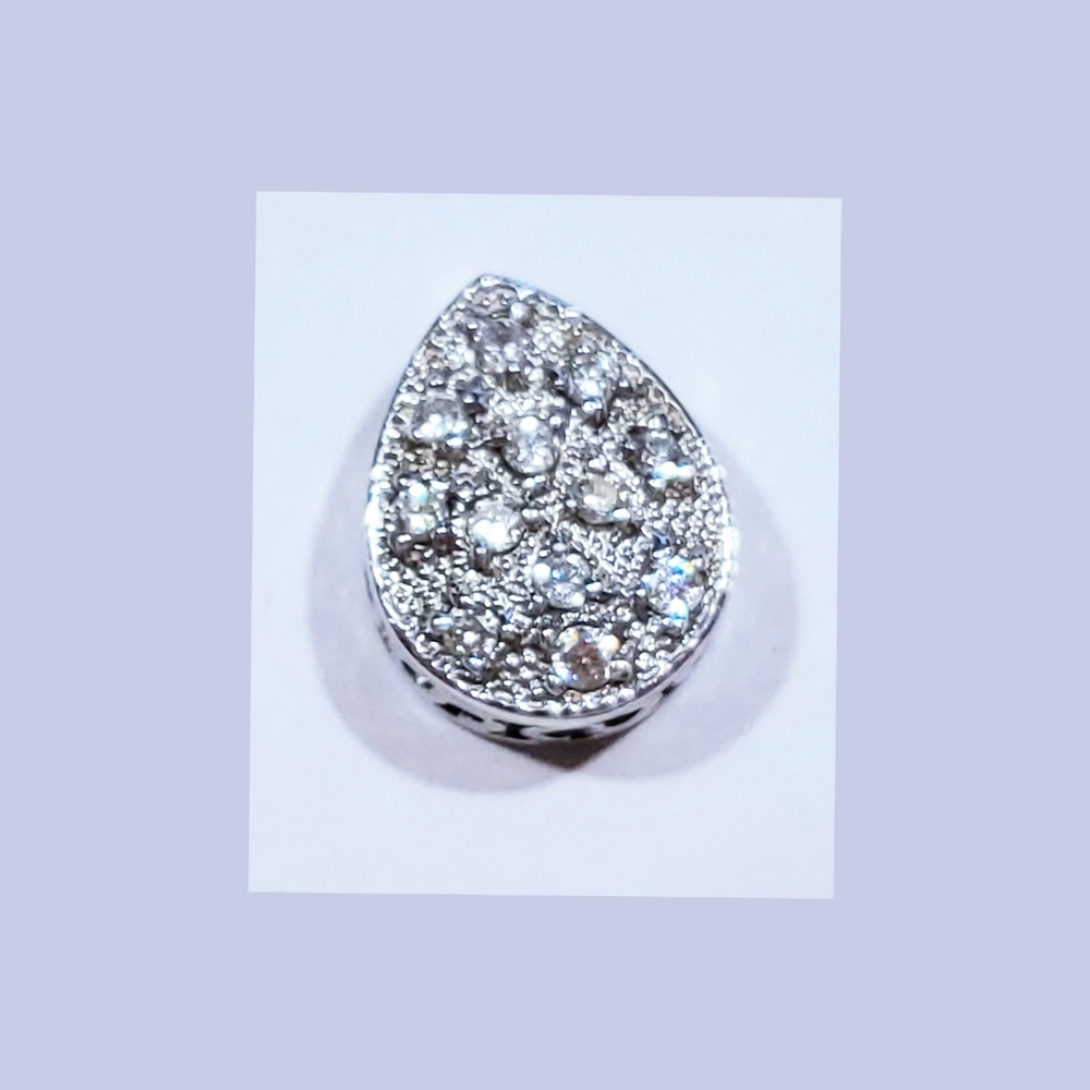 Genuine Diamond .025 Carat Pear /Teardrop Pendant 925 Sterling Silver
